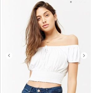 Cropped Off The Shoulder Peasant Top